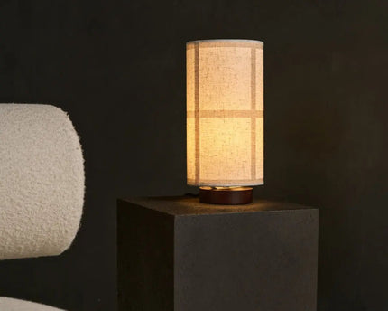 Sakura Donkerbruine Tafellamp met Linnen Kap | Handgemaakte en stijlvolle verlichting