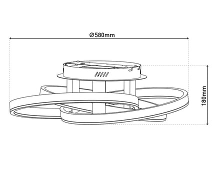 Smart Home LED plafondlicht "Divora" Ø 58 cm, plafondlamp gemaakt van metaal, aluminium geborsteld en wit plastic, met veel functies, stevig gebouwd -in LED's, verlichting voor woonkamer, eetkamerkantoor of gang