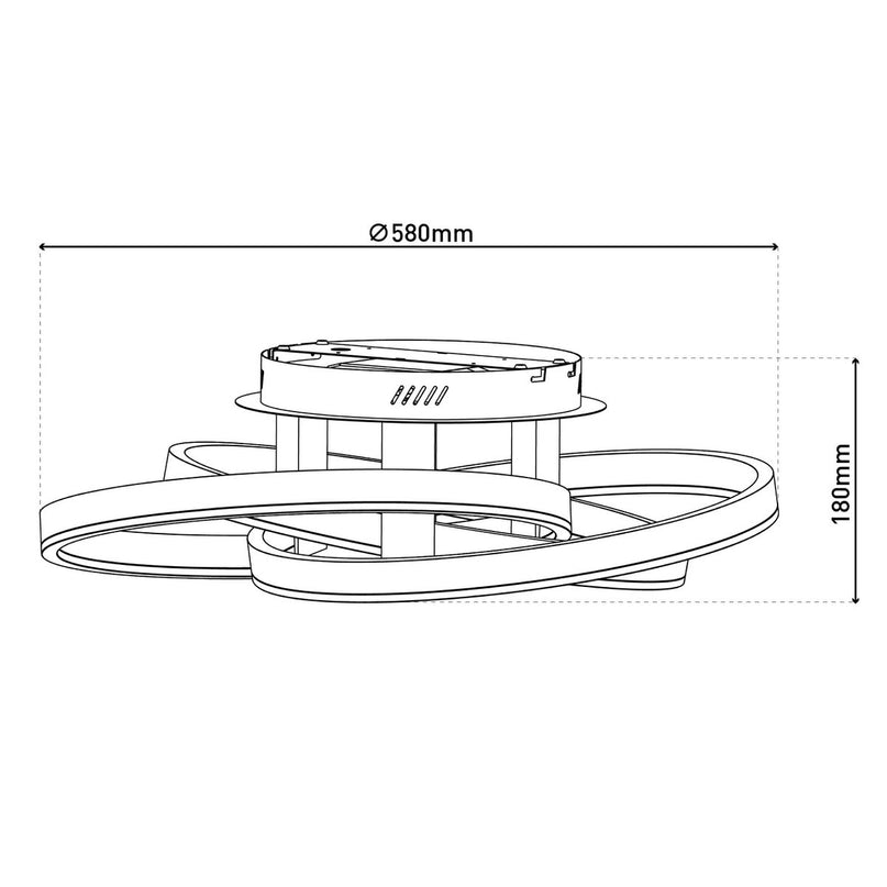 Smart Home LED plafondlicht "Divora" Ø 58 cm, plafondlamp gemaakt van metaal, aluminium geborsteld en wit plastic, met veel functies, stevig gebouwd -in LED's, verlichting voor woonkamer, eetkamerkantoor of gang