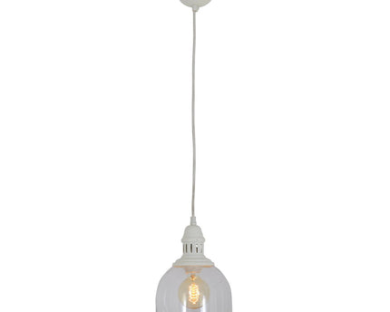 Glazen hanglamp "Mumbai", retro klassiek gemaakt van metaal en glas in wit, E27