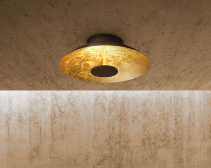 LED -plafondlamp "Firenze" metalen plafondlamp in het zwart en goud, stevig geïnstalleerd, verlichting voor woonkamer, kantoor of de toegangsstang 40 cm diameter