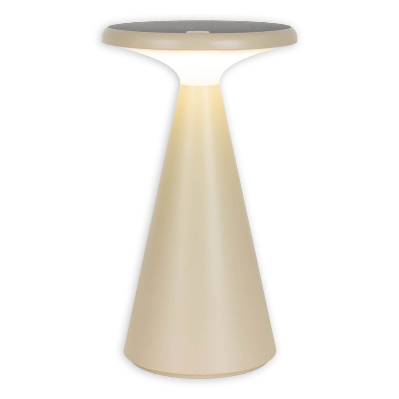 Zonne -batterijtafellamp "Palu" voor buiten en binnen, gemaakt van plastic in beige, 20 cm hoog