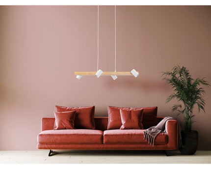 4 hanglamp "Frida" wit, hangende lamp, metaal, wit, GU10, hanglamp voor eetkamer, woonkamer, gang of kantoor, 80 cm lang