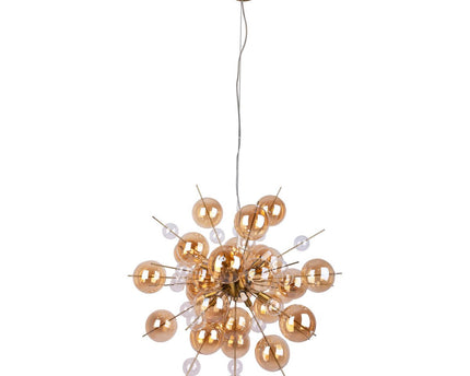 Hanger lamp "explosie" barnsteen gemaakt van metaal en glas, G9 -versies, hangende lamp voor eetkamer, woonkamer, gang of kantoor, hangende lamp ØCA. 65 cm