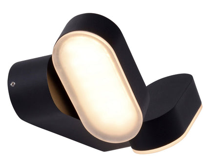 LED Outer Wall Lamp "Motus" gemaakt van metaal en plastic in het zwart, met geïntegreerde LED