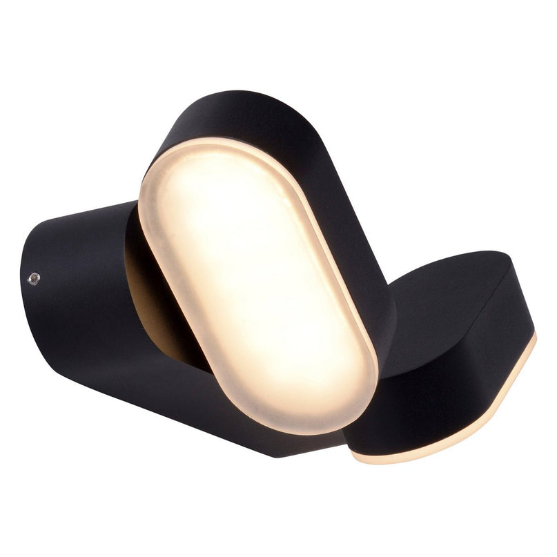 LED Outer Wall Lamp "Motus" gemaakt van metaal en plastic in het zwart, met geïntegreerde LED