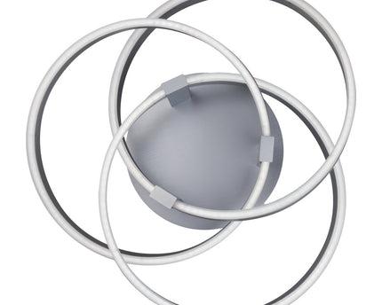 Smart Home LED plafondlicht "Divora" Ø 58 cm, plafondlamp gemaakt van metaal, aluminium geborsteld en wit plastic, met veel functies, stevig gebouwd -in LED's, verlichting voor woonkamer, eetkamerkantoor of gang