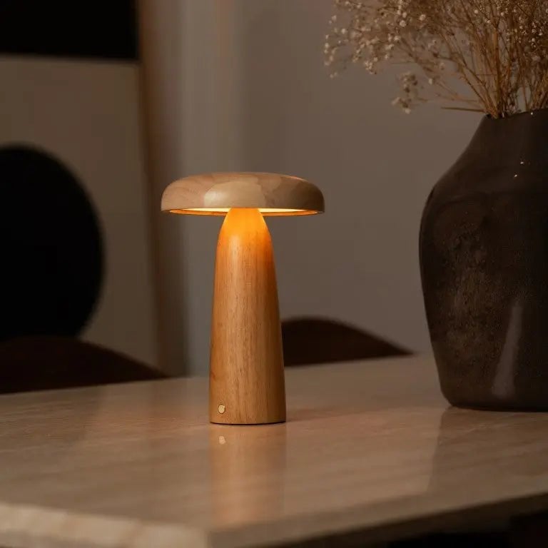 Lennart Houten Tafellamp – Oplaadbare, dimbare en draadloze verlichting