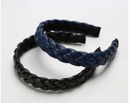 Vintage stijl gevlochten hoofdband in leerlook