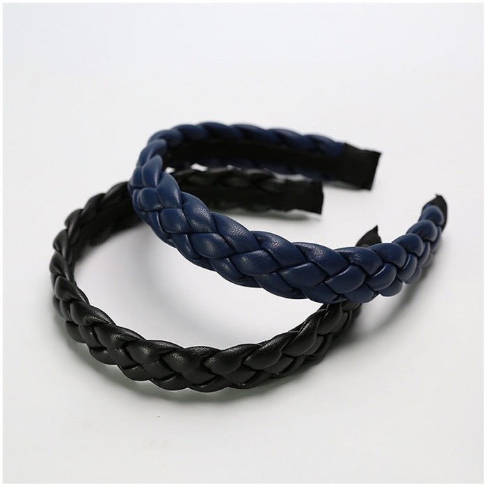Vintage stijl gevlochten hoofdband in leerlook