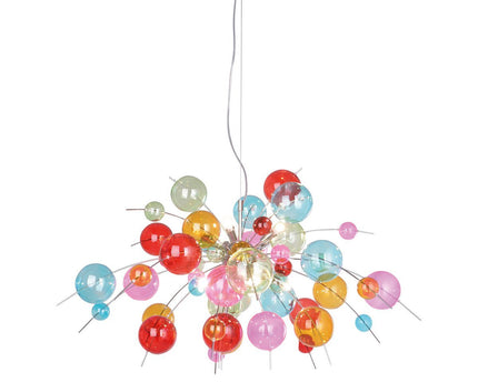 Hanger lamp "explosie" gekleurd gemaakt van metaal en glas, G9 -versies, hangende lamp voor eetkamer, woonkamer, hal of kantoor, Øca. 98 cm
