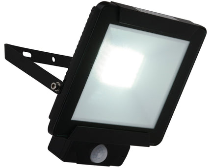 LED Outer Light "Radia" 30W met sensor, gemaakt van metaal en glas in zwart, met geïntegreerde LED