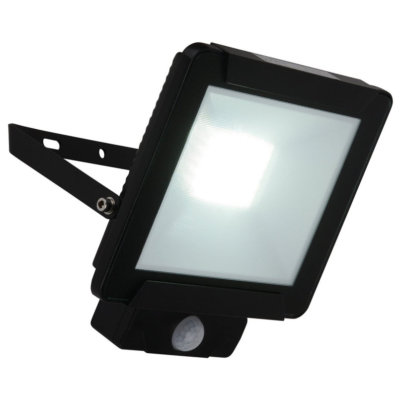 LED Outer Light "Radia" 30W met sensor, gemaakt van metaal en glas in zwart, met geïntegreerde LED