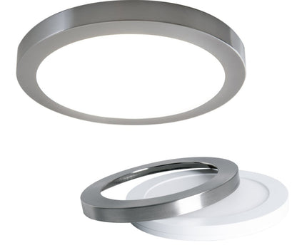LED -plafondlamp "bonus", functie, metalen plafondlamp en plastic, ringen in chroom en wit kunnen worden gewijzigd, met stevig ingebouwde LED's, 22,5 cm diameter