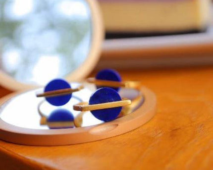 Minimalistische lapis lazuli ronde edelsteenring - verstelbaar