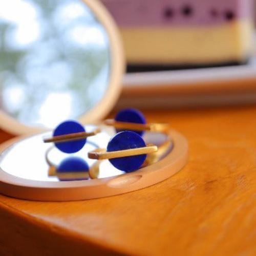 Minimalistische lapis lazuli ronde edelsteenring - verstelbaar