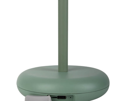 Noteloze tabletlamp "PASI" voor buiten en binnen, gemaakt van metaal en plastic in mint, dimbaar, met aanraking en geheugenfunctie, ca. 26 cm hoog