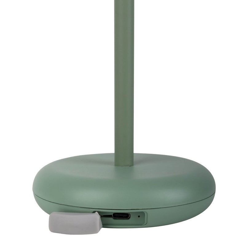 Noteloze tabletlamp "PASI" voor buiten en binnen, gemaakt van metaal en plastic in mint, dimbaar, met aanraking en geheugenfunctie, ca. 26 cm hoog