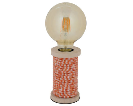 Tafellamp Max. 12 cm hoog, decoratieve tafellamp gemaakt van metaal en plastic en textielmateriaal in oranje-wit, E27-versie, tafellamp voor eetkamer, keuken, kinderkamer, gang