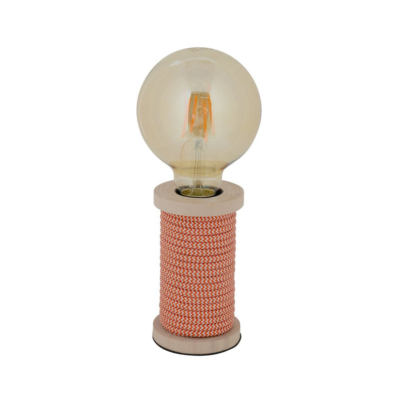 Tafellamp Max. 12 cm hoog, decoratieve tafellamp gemaakt van metaal en plastic en textielmateriaal in oranje-wit, E27-versie, tafellamp voor eetkamer, keuken, kinderkamer, gang