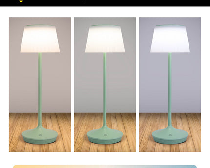 Zonne -batterijlamp "EMMI" 38 cm hoog, paraplu Ø 13 cm, metaal in mint en wit plastic, voor de buitenruimte, dimable CCT.