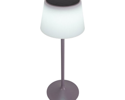 Zonne -batterijlamp "EMMI" 38 cm hoog, paraplu Ø 13 cm, metaal in bramen en wit plastic, voor de buitenruimte, dimable CCT.