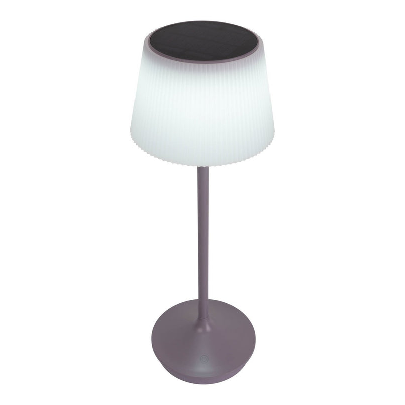 Zonne -batterijlamp "EMMI" 38 cm hoog, paraplu Ø 13 cm, metaal in bramen en wit plastic, voor de buitenruimte, dimable CCT.