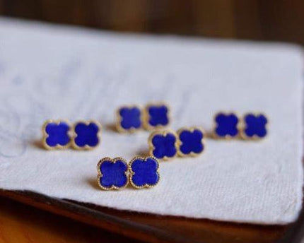 Minimalistische Lapis Lazuli Lucky Clover Ear Studs