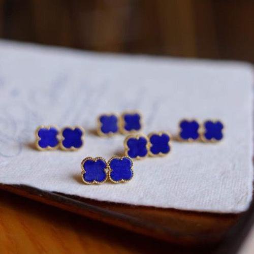Minimalistische Lapis Lazuli Lucky Clover Ear Studs