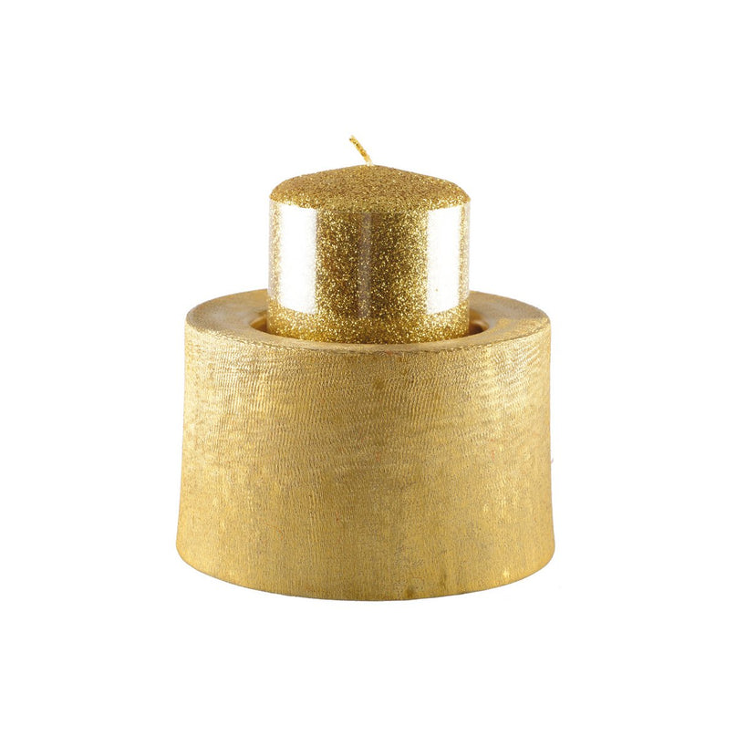 Gold Metal Candle Holder 12,5x12.5x8.5 cm