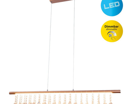 Led hanglamp "nobilis" lengte ongeveer 100 cm, gemaakt van metaal en plastic in goud, met stevig geïnstalleerde LED's, verlichting voor woonkamer, eetkamer of kantoor