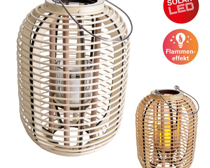 Decollicht "Korbinian" inclusief Solar Led Candle for Garden and Terrace, van Rattan in Light Nature, Solar Lamp Hoogte 32 cm