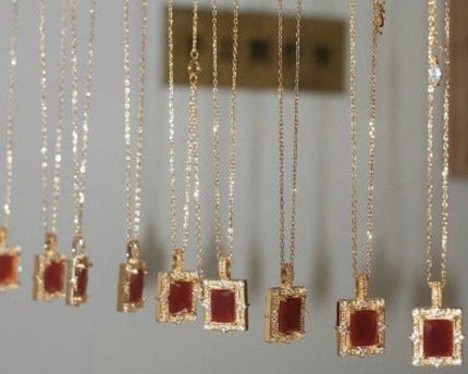 Red Agate ingelijste hangketting