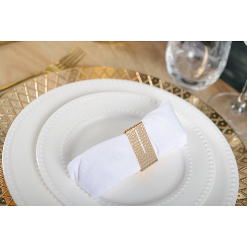 Set van 4 rondes van vergulde gehamerde driehoekige handdoeken