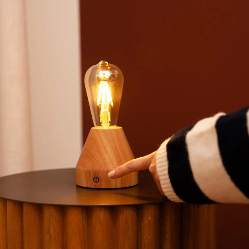 Zavi lichtbruin oplaadbare LED-tafellamp-draadloos, dimbare, 60-uur batterij