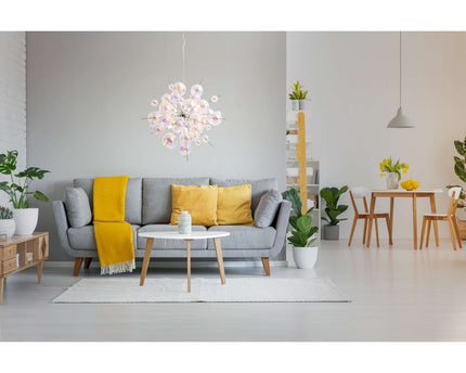 Hanger lamp "explosie" gemaakt van metaal- en irisglas, G9 -frames, hangende lamp voor eetkamer, woonkamer, hal of kantoor, Øca. 65 cm
