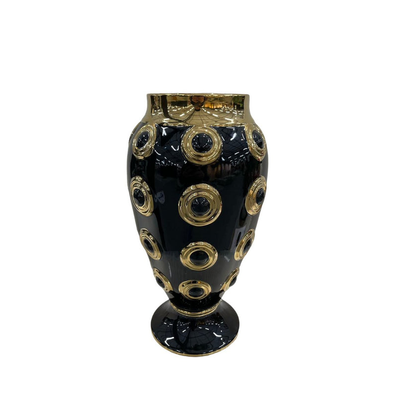 Gouden grote vaas met 4 cirkels H46cm (CV11619-17zwart zwart)