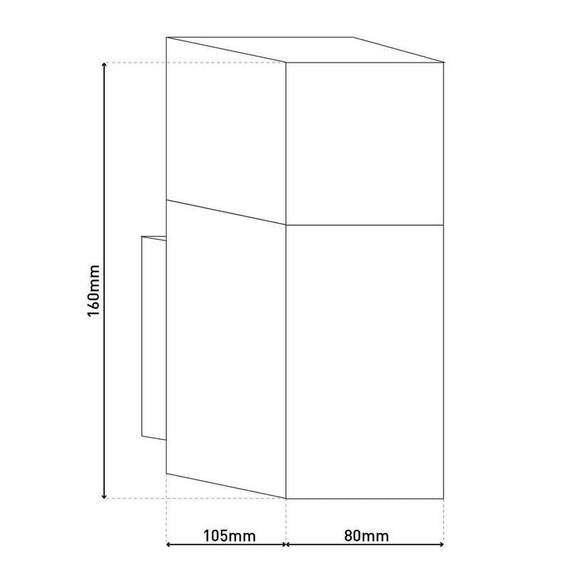 LED externe wandlamp "Leah" gemaakt van metaal en plastic in stalen blanke, geïntegreerde LED