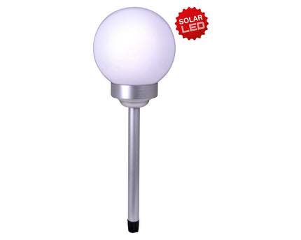 Led Buiten Spherical Spit "Ball" D: 25 cm, plastic aarde spies, wit, met geïntegreerde LED