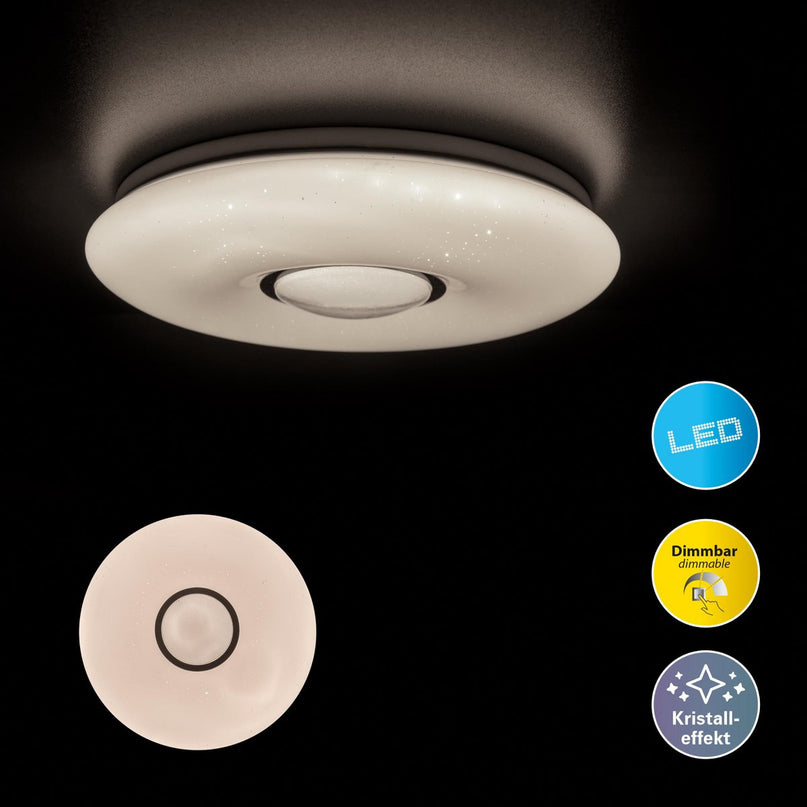LED -plafondlicht "" Picton "Ø 31 cm gemaakt van metaal en plastic, warm wit licht met kristaleffect, met stevig ingebouwde LED's verlichting voor woonkamers of kantoor