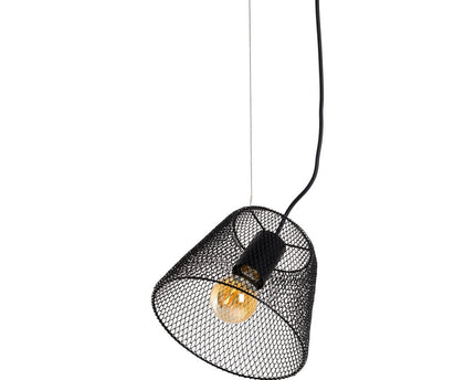 Hanger Lamp "Korie", metalen hanglamp in het zwart, met E27 -aansluiting, Ø20cm, voor woonkamer en kantoor.
