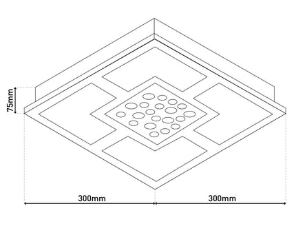 De LED -plafondlamp "chur" 30 x 30 cm, chom -gekleurd metaal, gedeeltelijk gevatneerd glas, geïntegreerde LED's, warm wit