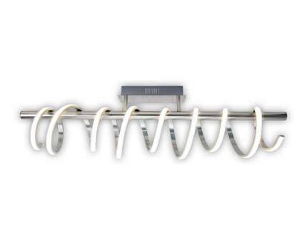 LED -plafondlamp "Belleza", moderne metalen plafondlamp en plastic in nikkel mat en wit, met stevig gebouwd -in LED's, 100 cm lang. De ideale verlichting voor woonkamer, eetkamer of keuken.