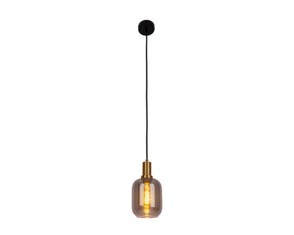 1-pendelende lamp "fumo", hanglamp gemaakt van metaal en glas in zwart, met E14-aansluiting, voor eetkamer, woonkamer, gang of kantoor, hangende lamp 150 x 20 cm
