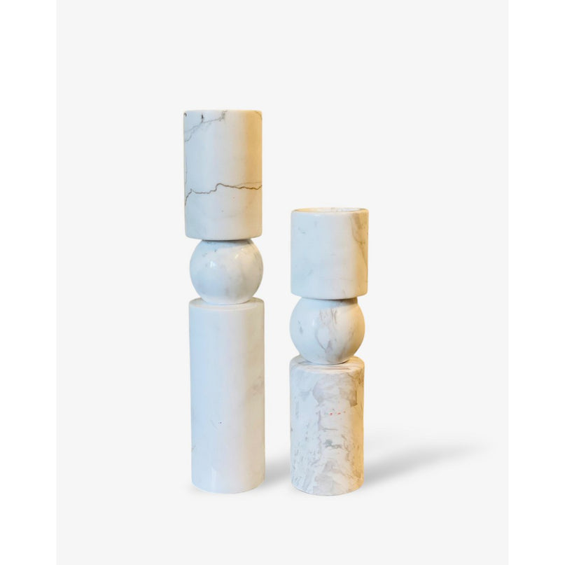 KANDELAAR | MARBLE | WHITE L H39.5cm*W8cm D 8cm Reversible for flower arrangement