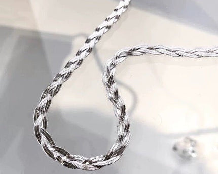 Sterling zilveren gevlochten visgraat ketting