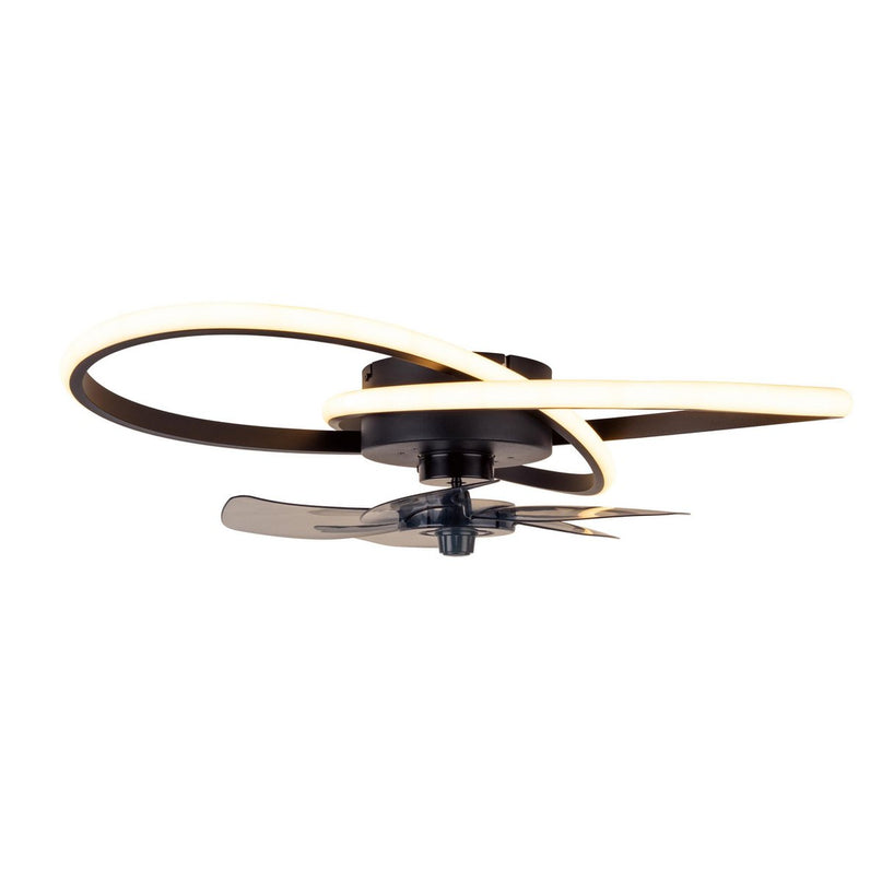 Modern LED -plafondlicht "Riccio" inclusief ventilator, nachtlichtfunctie, dim- en lichttemperatuurinstelling is uitgerust met stevig geïnstalleerde LED's en heeft een geschatte Øvon 58 cm.