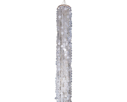 Hanger lamp "capiz" totale hoogte 235 cm, gemaakt van mosselplaten, met E27 -aansluiting, verlichting voor woonkamer, eetkamer of wintertuin
