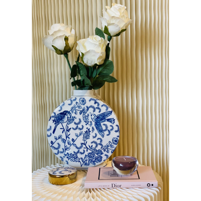 Blauw-witte porseleinen bloemenvaas klein formaat (voor Kitchee Home)