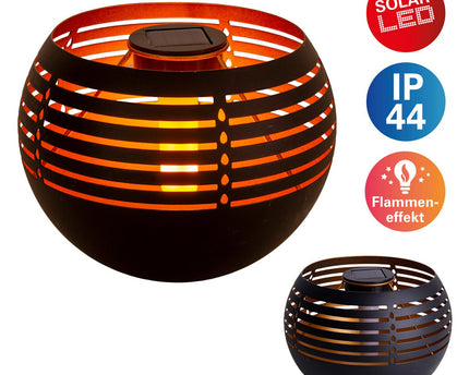 LED Decoratief-solar tafellicht, 16 cm hoog voor buiten, gemaakt van zwart metaal en plastic, met geïntegreerde LED